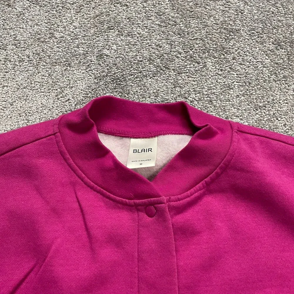 Blair Jacket Womens Medium Pink Snap Button Soft Mid Length Pockets Floral